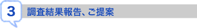 調査結果報告、ご提案